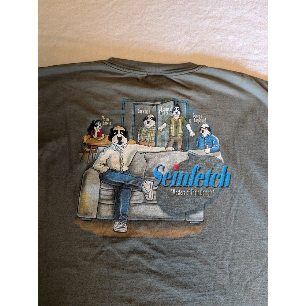 vintage 90s BIG DOGS SEINFETCH SEINFELD PARODY T-Shirt XL soft cartoon